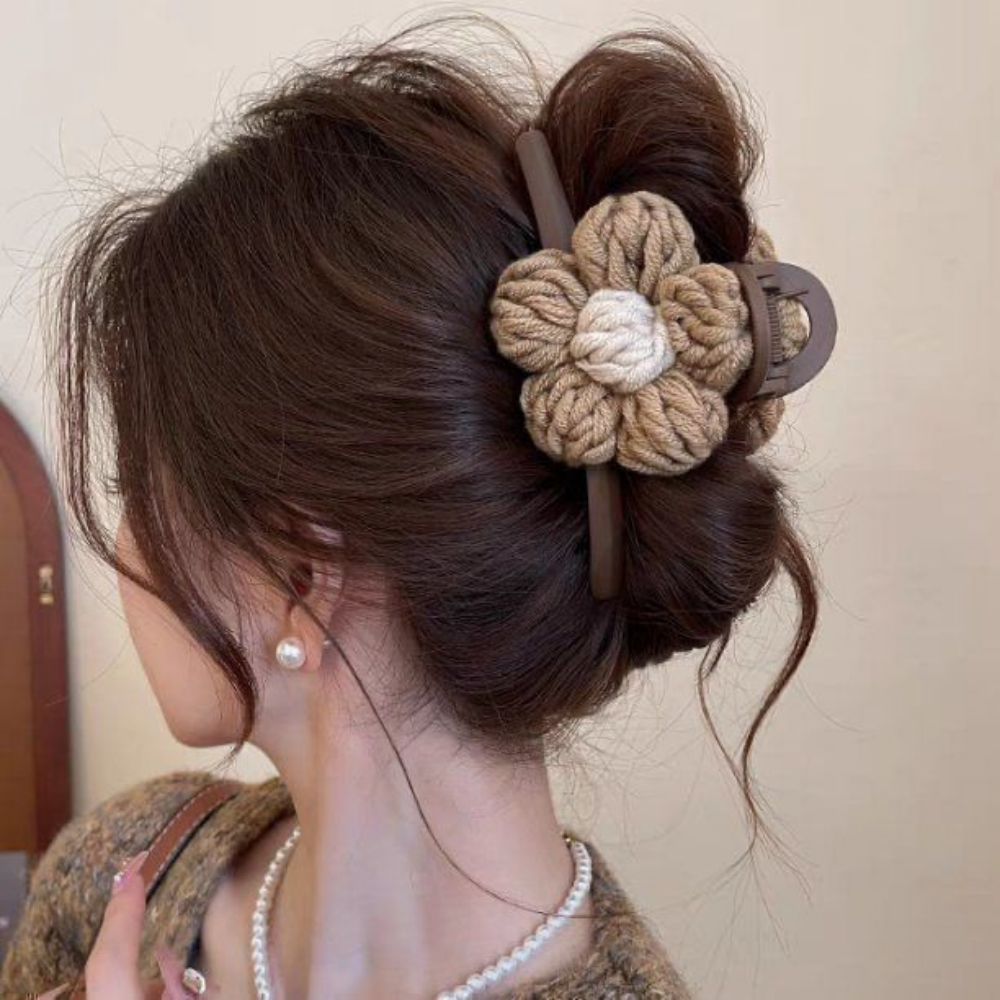 Oversized Flower Knit Hair Clip – Soft & Cozy