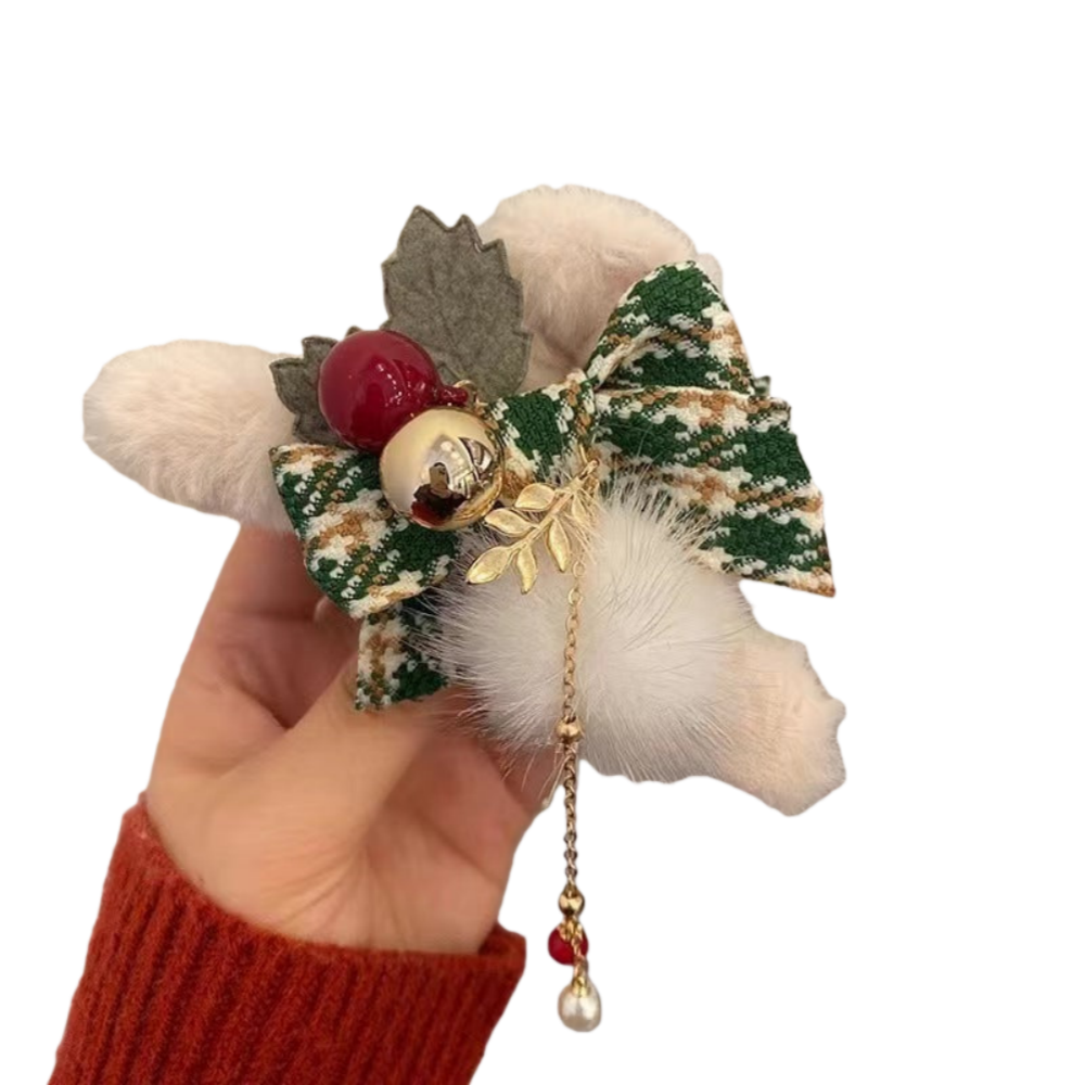 Plush Bow Hair Claw Clip – Elegant Fuzzy Shark Clip