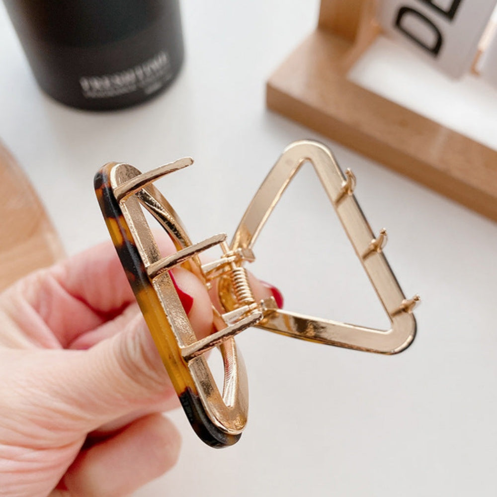 Acetate Triangle Hollow Metal Hair Claw – Medium