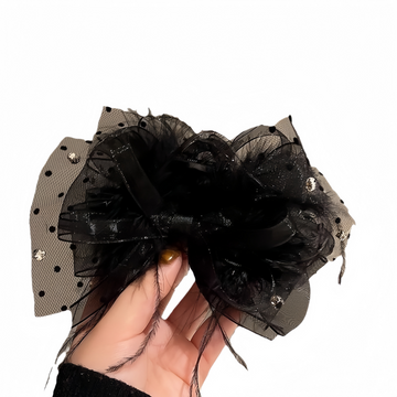 Black Ribbon Bow Hair Clip – Large