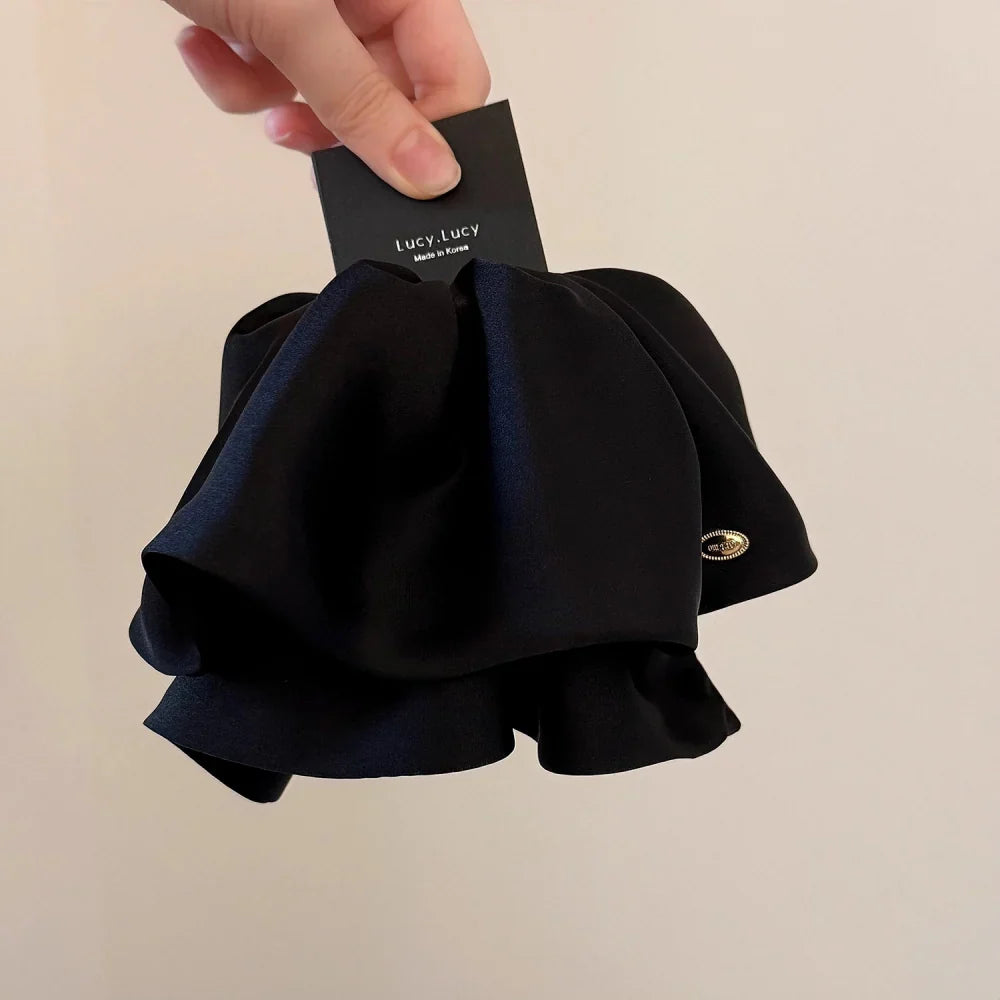 French Satin Ruffle Hair Claw – Elegant Romantic Style