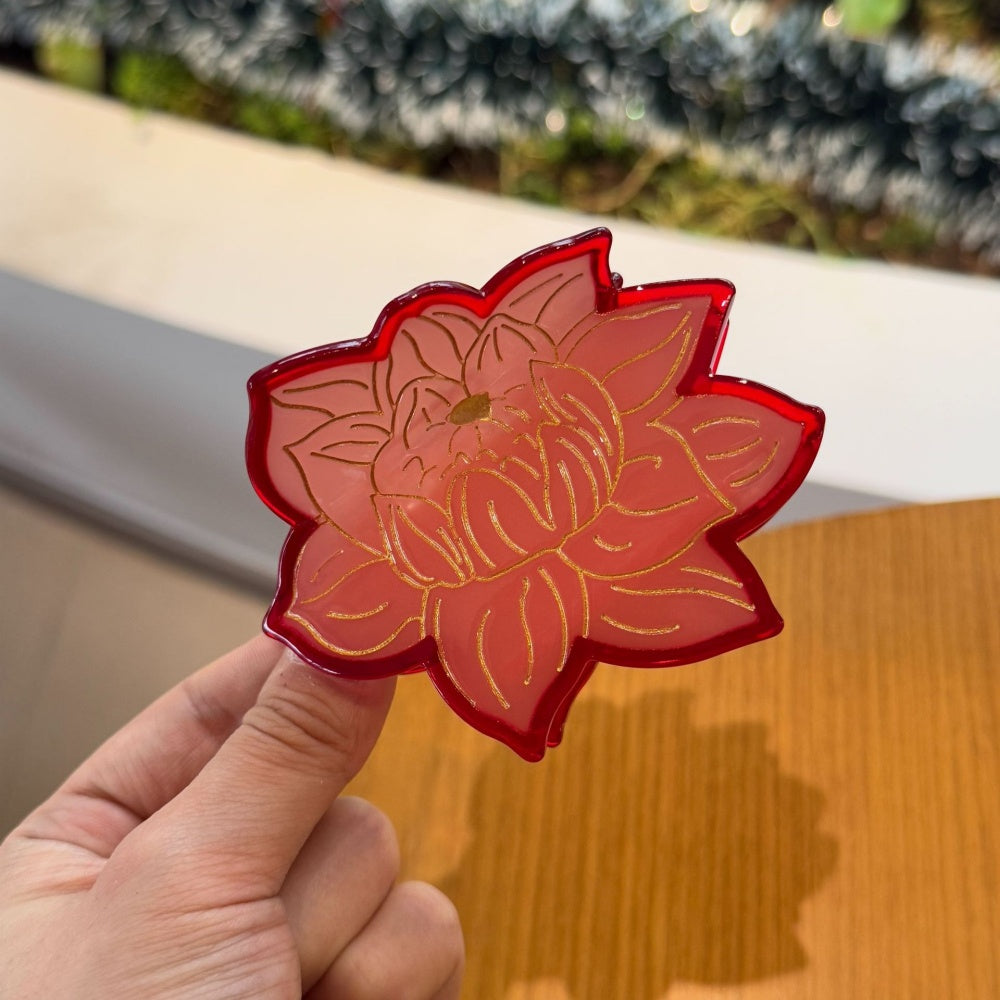 Pink Gold-Thread Lotus Hair Clip