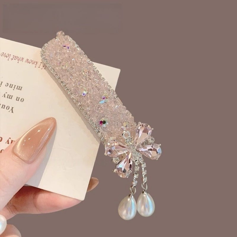 Pink Crystal Butterfly Hair Clip