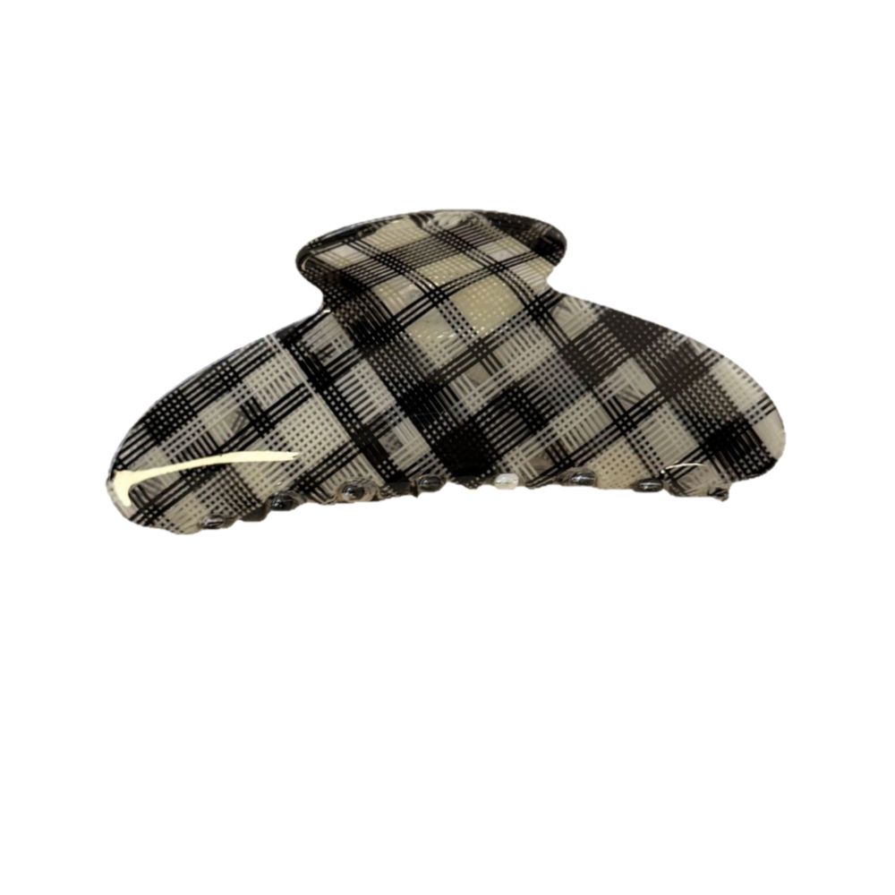 Plaid Premium Curved Shark Hair Clip – Elegant Design