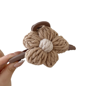 Oversized Flower Knit Hair Clip – Soft & Cozy