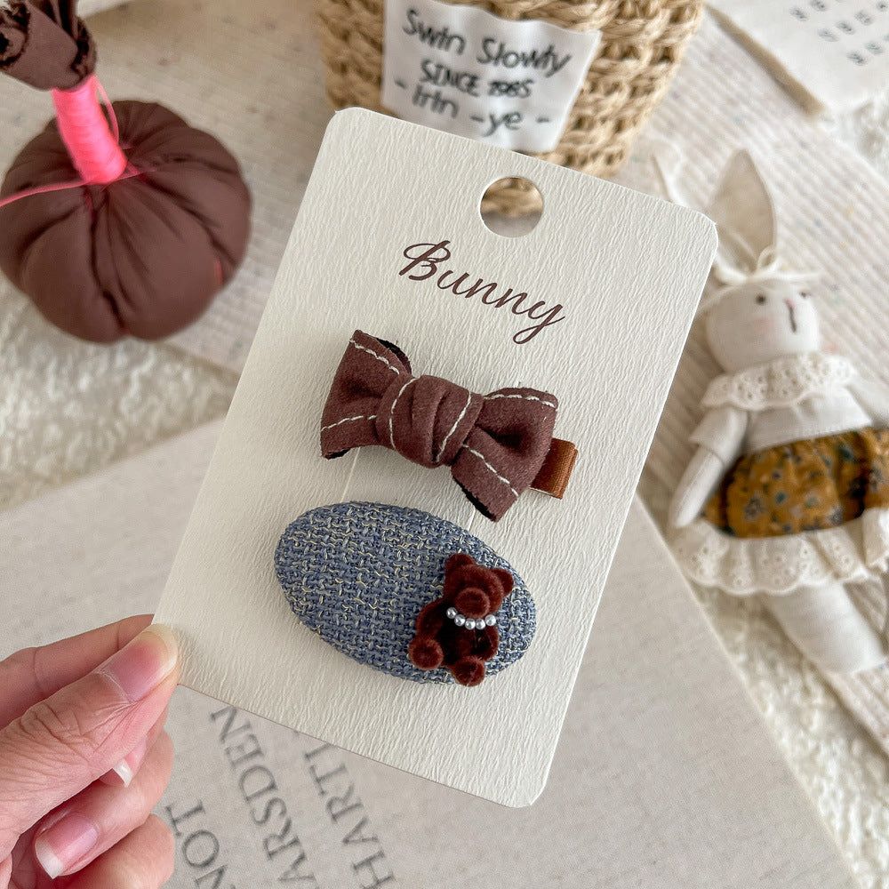 Oval Bear Bow Hair Clip