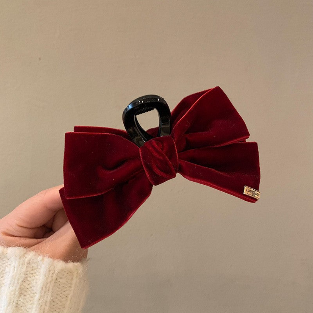 Soft Velvet Ribbon Bow Clip – Stylish & Handmade