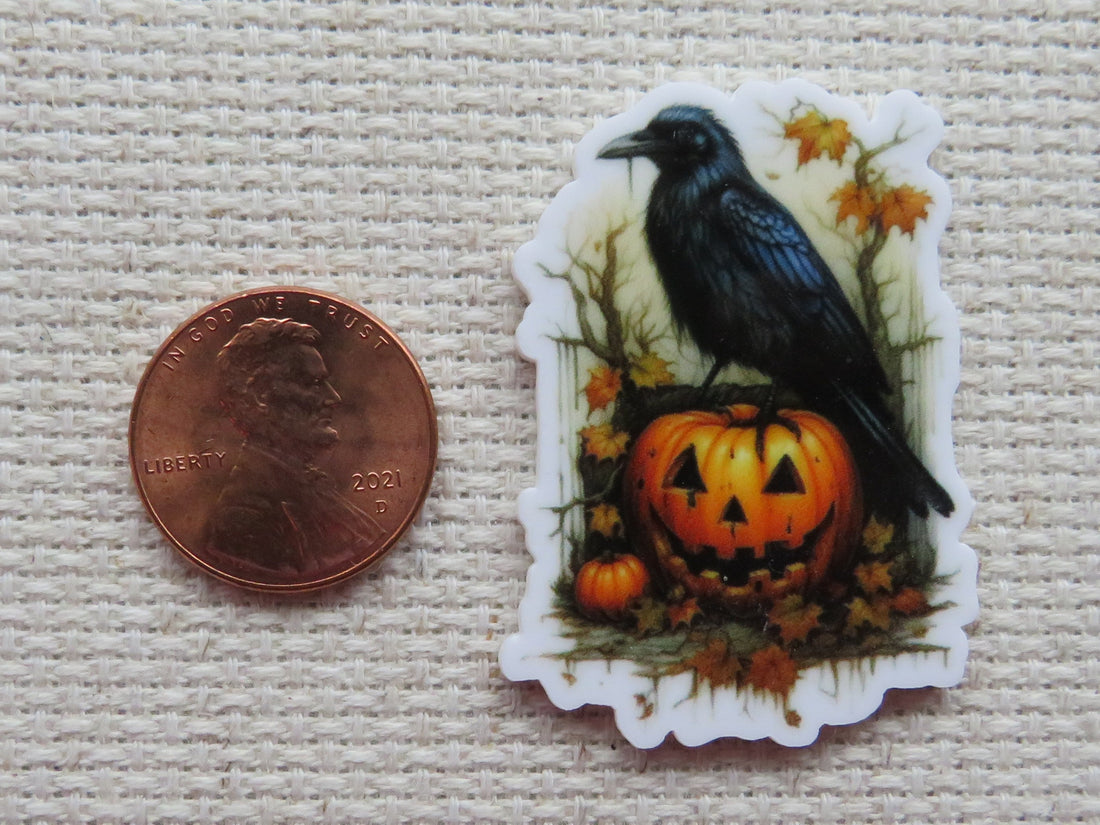 First view of The Raven and the Jack-O-Lantern Needle Minder.