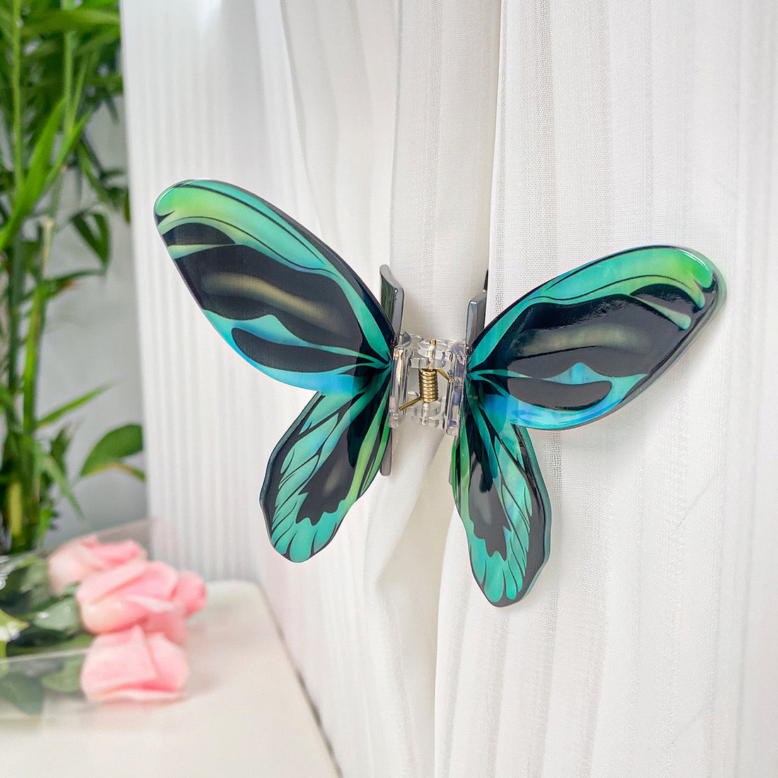 Blue Green Flash Butterfly Hair Claw