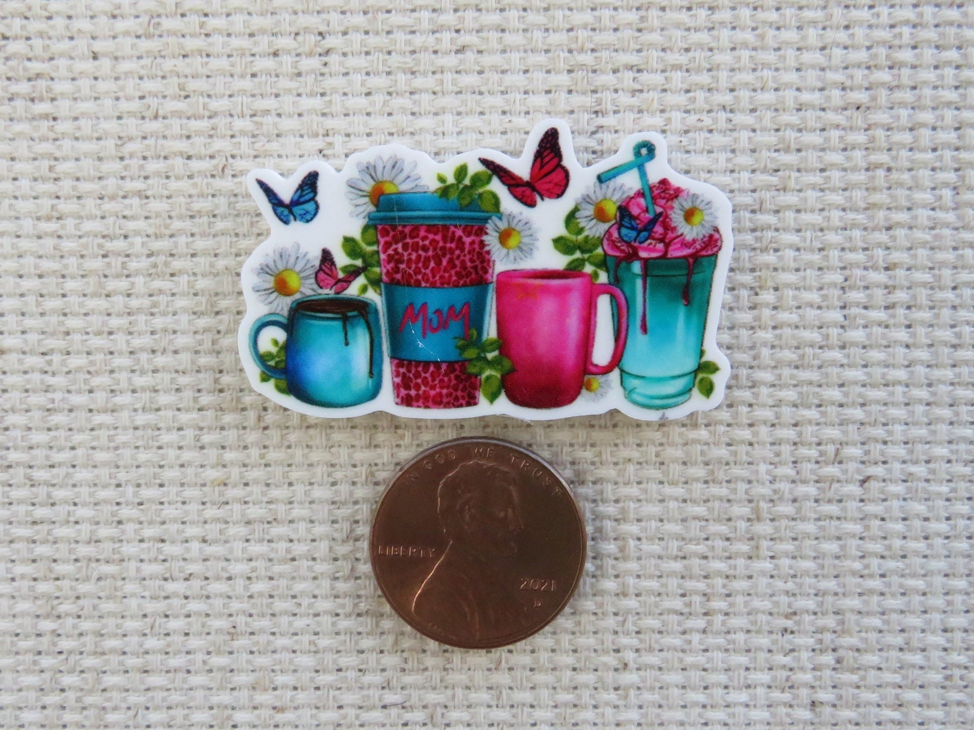 Second view of Mom's Favorite Beverage Needle Minder.