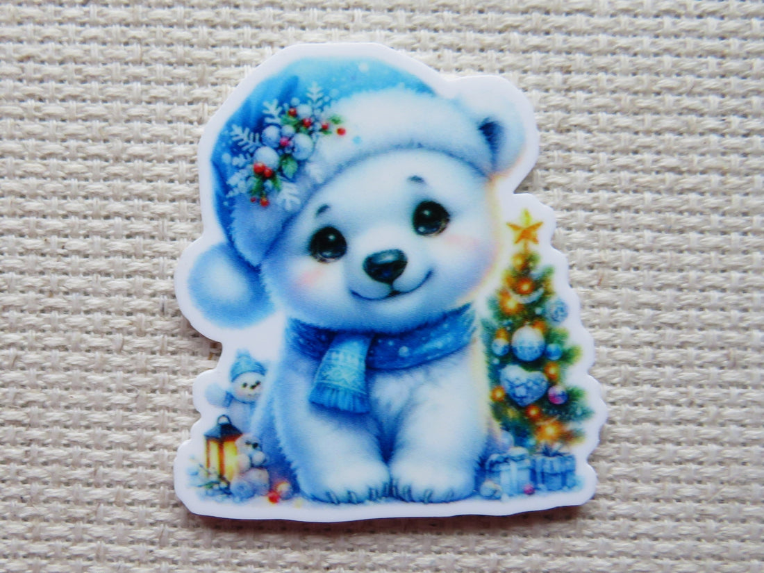 First view of Polar Bear with a Christmas Tree Needle Minder.