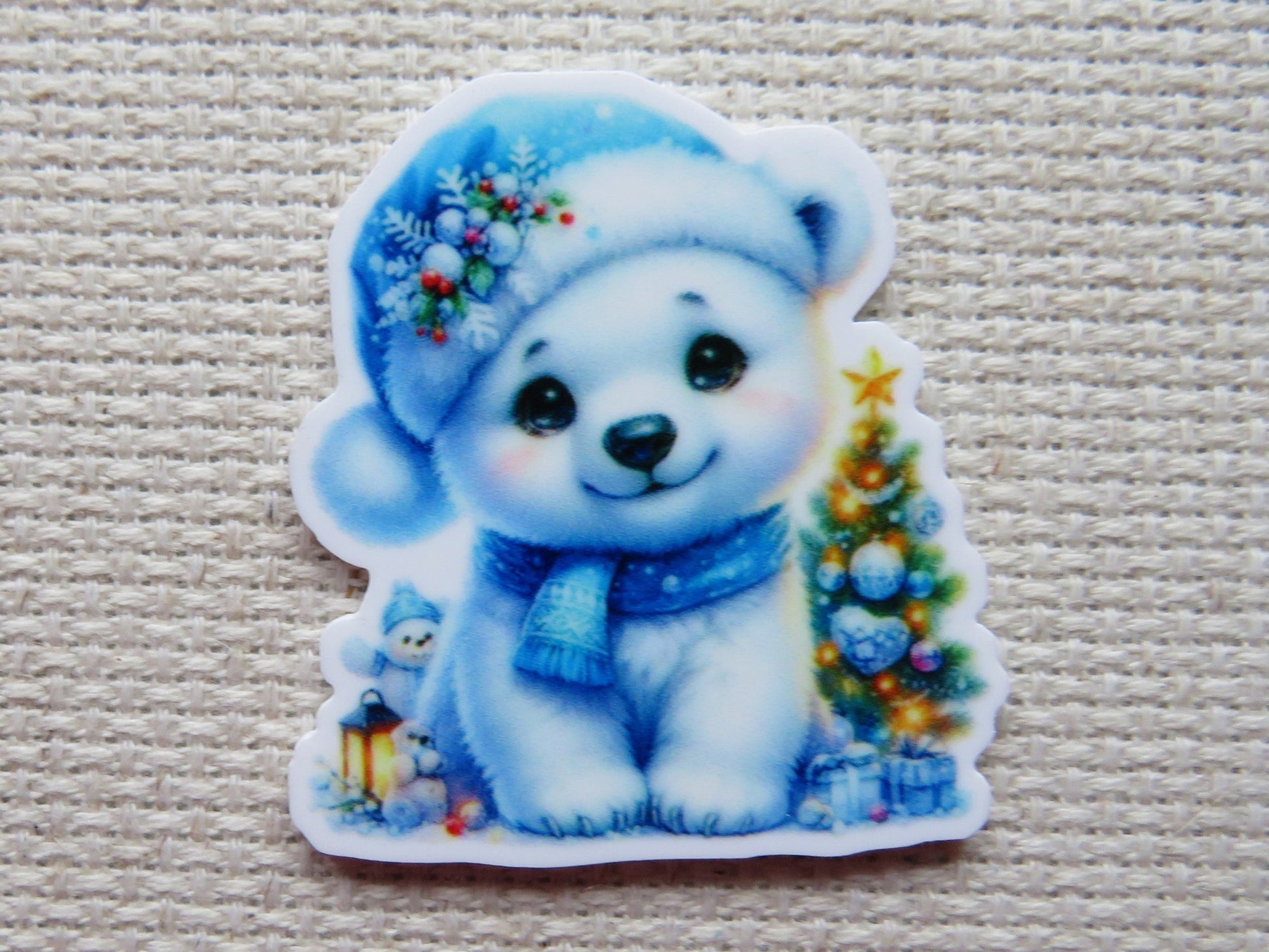 First view of Polar Bear with a Christmas Tree Needle Minder.