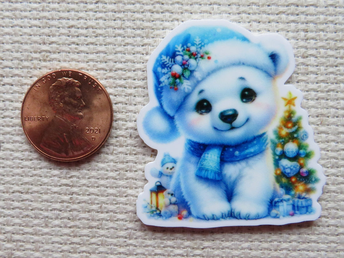 First view of Polar Bear with a Christmas Tree Needle Minder.