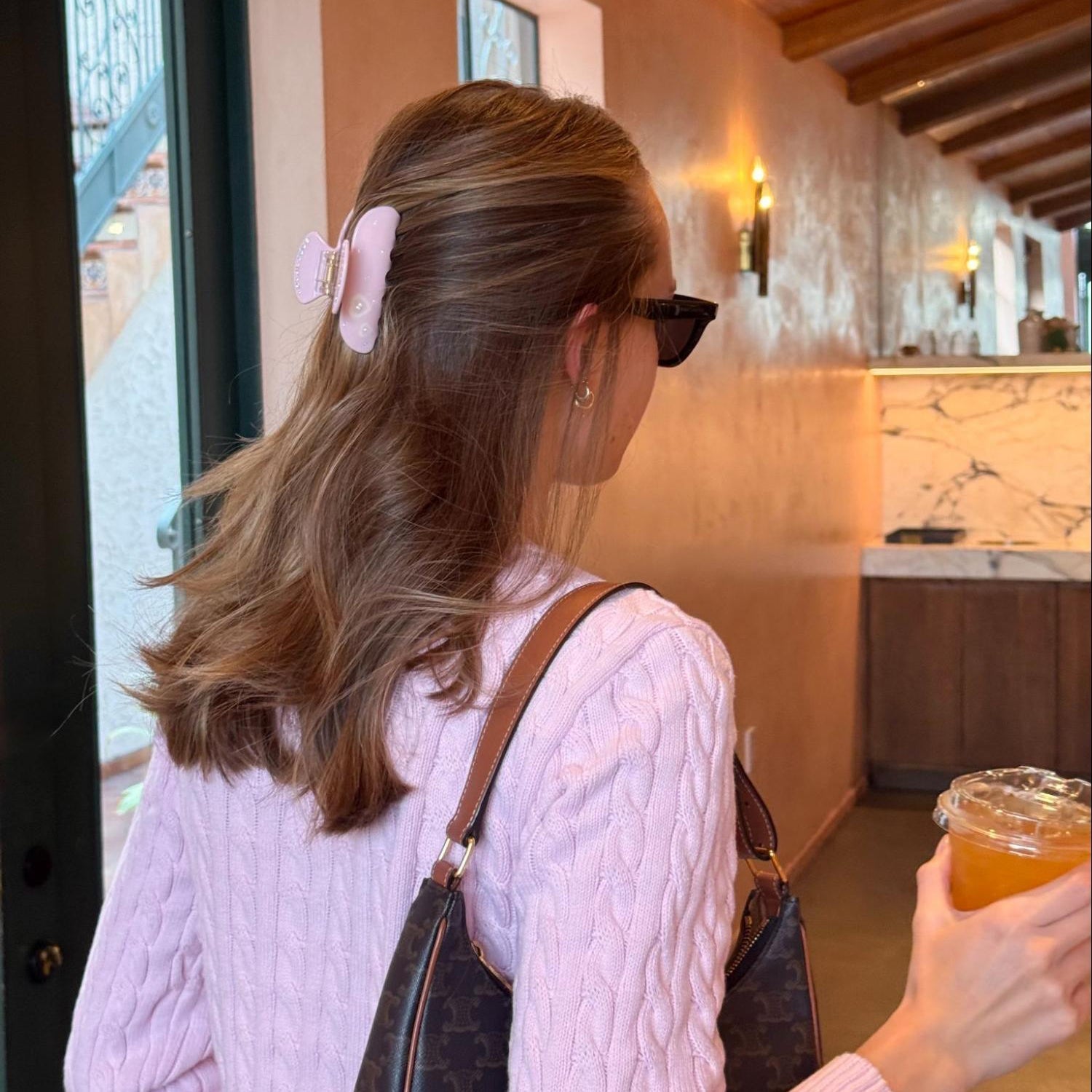 model wearing sweetheart clip in love beam in hair