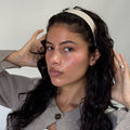 model wearing Starlet Headband in Amaretto Cabana
